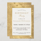 金ゴールドエレガントハミングバーズグラムバースデーパーティー 招待状 (正面/裏面)