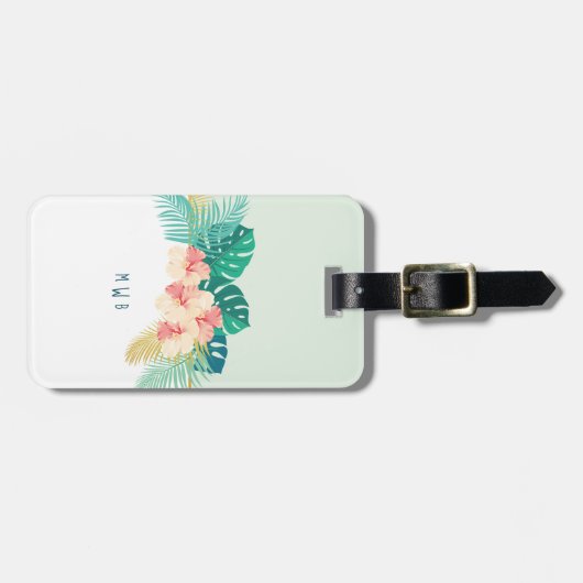 金ゴールドエレガントハワイアンハイビスカスラゲッジタグ ラゲッジタグ (正面横)
