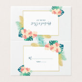 金ゴールドエレガントハワイアンハイビスカス結婚のテーブルカード 名刺 (外部フラット)