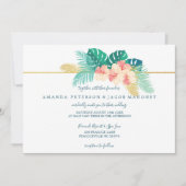 金ゴールドエレガントハワイアンハイビスカス結婚式招待状 招待状 (正面)