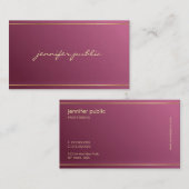 金ゴールドエレガントハンドスクリプトエステティックエリートラグジュアリー 名刺 (正面/裏面)