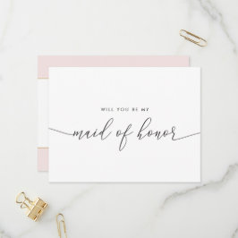 金ゴールドエレガントハートが私のメイド・オブ・オーナー（花嫁付き添い人） インビテーションポストカード