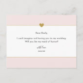 金ゴールドエレガントハートが私のメイド・オブ・オーナー(花嫁付き添い人) インビテーションポストカード (裏面)