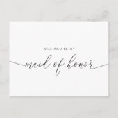 金ゴールドエレガントハートが私のメイド・オブ・オーナー(花嫁付き添い人) インビテーションポストカード (正面)