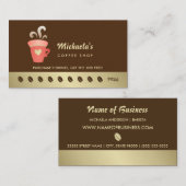 金ゴールドエレガントハートコーヒーカップバリスタパンチカード ロイヤリティカード (正面/裏面)