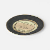 金ゴールドエレガントハートダマスク50th結婚's Anniverssar ペーパープレート (アングル)