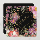 金ゴールドエレガントハートフローラバレンタイン シーズンカード (正面/裏面)