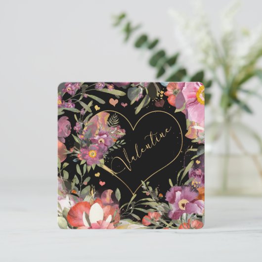 金ゴールドエレガントハートフローラバレンタイン シーズンカード (スタンド正面)