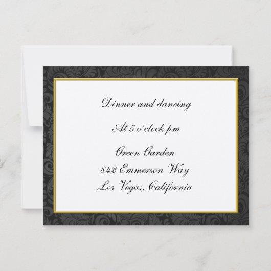 金ゴールドエレガントハートモノグラム披露宴カード 招待状 (裏面)