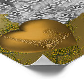 金ゴールドエレガントハート写真の追加パーソナライズされた ポスター (角)