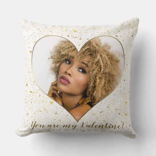 金ゴールドエレガントハート枠バレンタインの写真 クッション (正面)