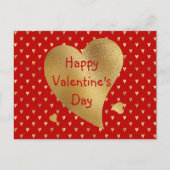 金ゴールドエレガントハート赤バレンタイン シーズンポストカード (正面)