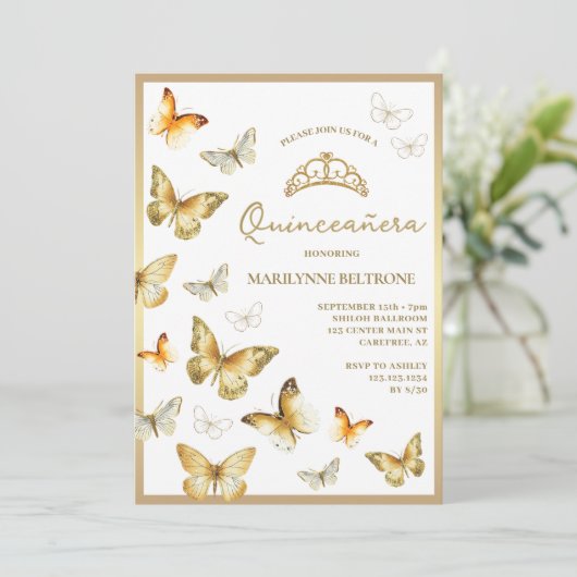 金ゴールドエレガントバタフライキンセアニラ 招待状 (スタンド正面)