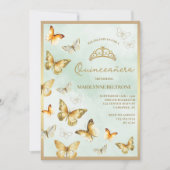 金ゴールドエレガントバタフライグリーンキンセアニラ 招待状 (正面)