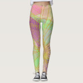 金ゴールドエレガントバタフライピンクバイオレット レギンス (正面)