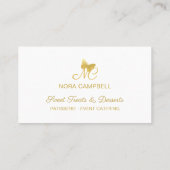 金ゴールドエレガントバタフライモノグラムソーシャルメディア 名刺 (裏面)