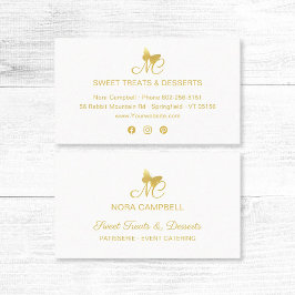 金ゴールドエレガントバタフライモノグラムソーシャルメディア 名刺