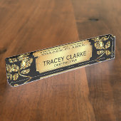 金ゴールドエレガントバラとブラック最高経営責任者 デスクネームプレート (側面)