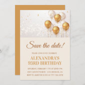 金ゴールドエレガントバルーン93歳の誕生日を保存 招待状 (正面/裏面)