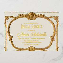 金ゴールドエレガントバロックロココブライダルシャワー 箔招待状