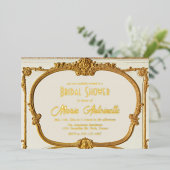 金ゴールドエレガントバロックロココブライダルシャワー 箔招待状 (立ち正面)
