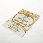 金ゴールドエレガントバロックロココブライダルシャワー 箔招待状 (回転した状態)