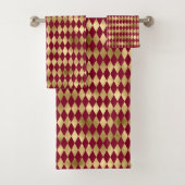 金ゴールドエレガントバーガンディダイヤモンドパターン バスタオルセット (インサイチュ)