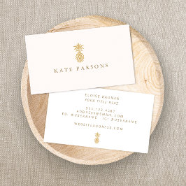 金ゴールドエレガントパイナップルパステルピンク 名刺