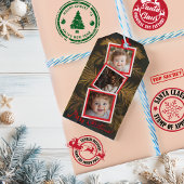 金ゴールドエレガントパインホリデーフォトコラージュ ギフトタグ