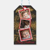 金ゴールドエレガントパインホリデーフォトコラージュ ギフトタグ (正面)