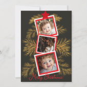 金ゴールドエレガントパインホリデーフォトコラージュ シーズンカード (正面)