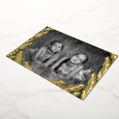 金ゴールドエレガントパインリーフフレームメリークリスマスフォト 箔シーズンカード (回転した状態)