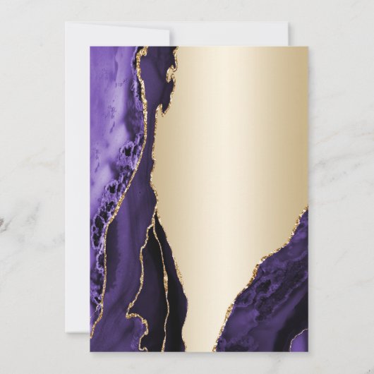 金ゴールドエレガントパープルアガテ60誕生日 招待状 (裏面)