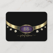 金ゴールドエレガントパープルブラックとイニシャルダイヤモンド 名刺 (正面)