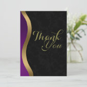 金ゴールドエレガントパープルブラック葬儀 サンキューカード (スタンド正面)