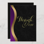 金ゴールドエレガントパープルブラック葬儀 サンキューカード (正面/裏面)