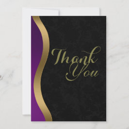 金ゴールドエレガントパープルブラック葬儀 サンキューカード