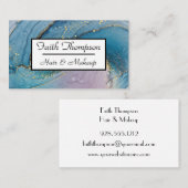 金ゴールドエレガントパープルブルーアゲート美容師 名刺 (正面/裏面)