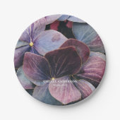 金ゴールドエレガントパープルブルーアジサイ誕生日パーティー ペーパープレート (正面)