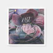 金ゴールドエレガントパープルブルーアジサイ21歳の誕生日 スタンダードカクテルナプキン (正面)