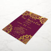 金ゴールドエレガントパープルマンダラニューイヤー大晦日パーティー 箔招待状 (回転した状態)