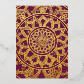 金ゴールドエレガントパープルマンダラニューイヤー大晦日パーティー 箔招待状 (裏面)