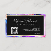 金ゴールドエレガントパープルマーブルゲートQRコード 名刺 (裏面)