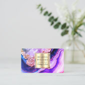 金ゴールドエレガントパープルマーブルゲートQRコード 名刺 (スタンド正面)