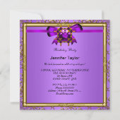 金ゴールドエレガントパープルメイブジュエルバースデーパーティー 招待状 (裏面)
