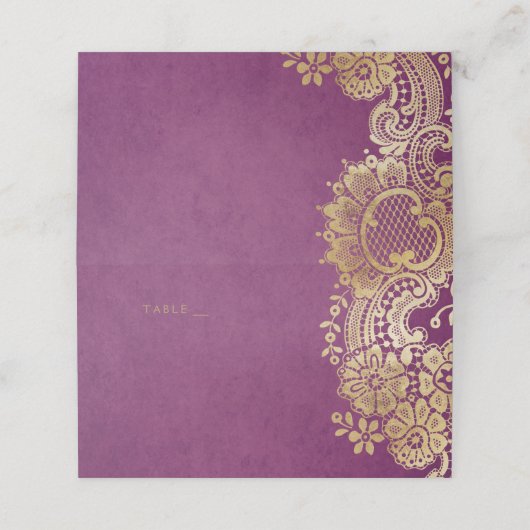 金ゴールドエレガントパープル結婚レース座席表 プレイスカード (外部開封)