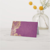 金ゴールドエレガントパープル結婚レース座席表 プレイスカード (裏面)