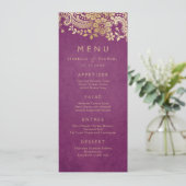 金ゴールドエレガントパープル結婚ヴィンテージレース メニュー (スタンド正面)