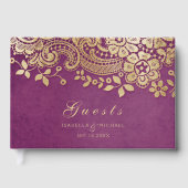 金ゴールドエレガントパープ結婚ラースのゲストブック ゲストブック (正面)