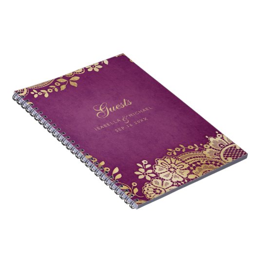 金ゴールドエレガントパープ結婚ラースのゲストブック ノートブック (右側)